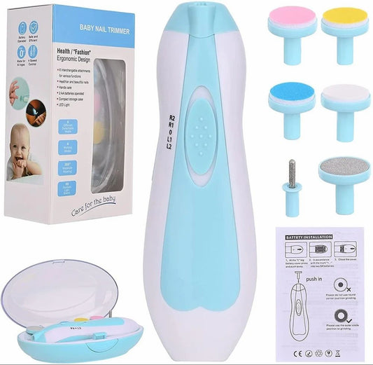 Baby Electric Nail Trimmer with 6 Attachments and LED Light